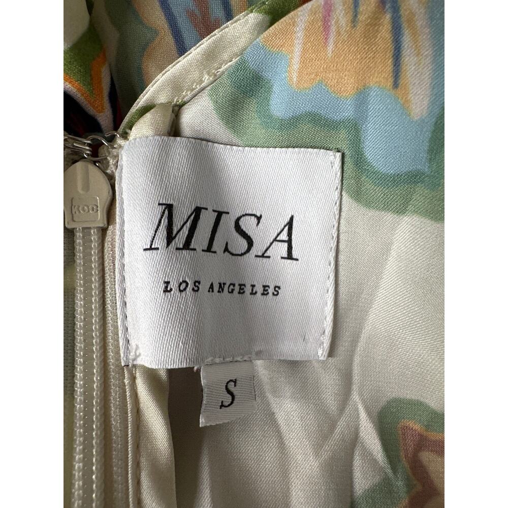 MISA Irena Dress Short Sleeve Cutout Midi Floral Lattice Cream S - Picture 6 of 13